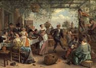 The Dancing Couple 1663 by Jan Steen Framed Print on Canvas