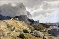 The Rocky Landscape 1889 by Ivan Shishkin Framed Print on Canvas