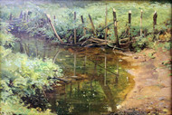 Dam 1895 by Ivan Shishkin Framed Print on Canvas