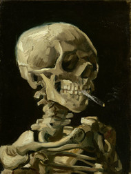 Head of a skeleton with a burning cigarette 1886 by Vincent van Gogh Framed Print on Canvas