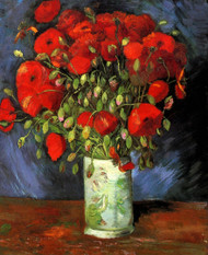 Vase with Red Poppies by Vincent van Gogh Framed Print on Canvas
