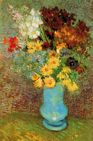Vase with Daisies and Anemones by Vincent van Gogh Framed Print on Canvas