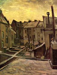 Backyards of Old Houses in Antwerp in the Snow by Vincent van Gogh Framed Print on Canvas