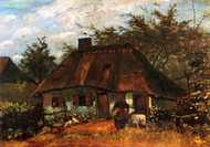 Cottage and Woman with Goat by Vincent van Gogh Framed Print on Canvas