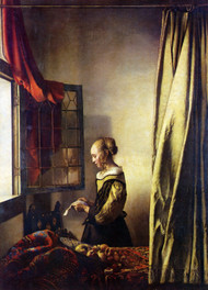 Girl Reading a Letter at an Open Window by Johannes Vermeer Framed Print on Canvas