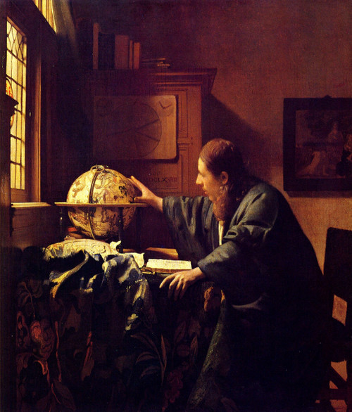 The astronomer by Johannes Vermeer Framed Print on Canvas - Historic ...
