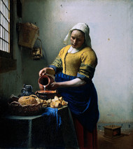 The Milkmaid by Johannes Vermeer Framed Print on Canvas