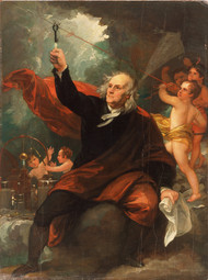 Benjamin Franklin Drawing Electricity from the Sky 1816 by Benjamin West Framed Print on Canvas