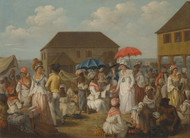 Linen Market, Dominica 1780 by Agostino Brunias Framed Print on Canvas