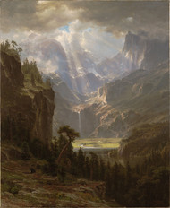 Rocky Mountains, Lander's Peak 1863 by Albert Bierstadt Framed Print on Canvas