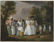 Free Women of Color with their Children and Servants in a Landscape by Agostino Brunias Framed Print on Canvas