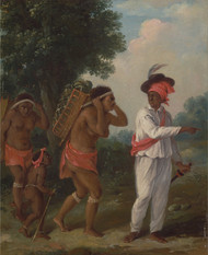 West Indian Man of Color, Directing Two Carib Women with a Child 1780 by Agostino Brunias Framed Print on Canvas
