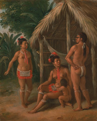 A Leeward Islands Carib family outside a Hut 1780 by Agostino Brunias Framed Print on Canvas