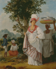 West Indian Creole woman, with her Black Servant 1780 by Agostino Brunias Framed Print on Canvas