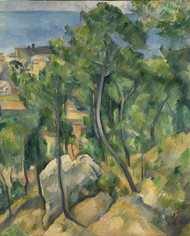 View of the sea at L'Estaque 1883 by Paul Cezanne Framed Print on Canvas