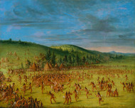 Ball play of the Choctaw Ball Up 1846 by George Catlin Framed Print on Canvas