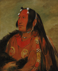 Wi-jon-jon, Pigeon's Egg Head (The Light), a Distinguished Young Warrior 1831 by George Catlin Framed Print on Canvas