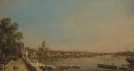 The Thames from the Terrace of Somerset House, Looking toward St. Paul's 1750 by Canaletto, Framed Print on Canvas