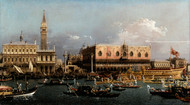 The Bucintoro at the Molo on Ascension Day 1759 by Canaletto, Framed Print on Canvas