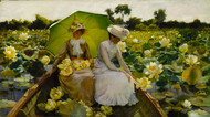 Lotus Lilies 1888 by Charles Courtney Curran Framed Print on Canvas