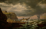 Shipwreck on the Norwegian Coast 1832 by Johan Christian Claussen Dahl Framed Print on Canvas