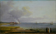 View over Oresund near the Lime Works 1818 by Johan Christian Claussen Dahl Framed Print on Canvas