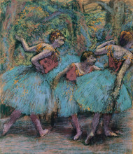 Three Dancers (Blue Tutus, Red Bodices) 1903 by Edgar Degas Framed Print on Canvas