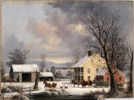 Winter in the Country 1857 by George Henry Durrie Framed Print on Canvas