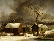 Winter Scene in New Haven, Connecticut 1858 by George Henry Durrie Framed Print on Canvas