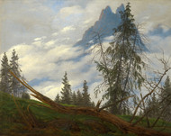 Mountain Peak with Drifting Clouds 1835 by Caspar David Friedric Framed Print on Canvas