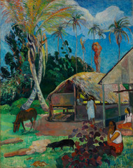 The Black Pigs 1891 by Paul Gauguin Framed Print on Canvas