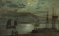 Whitby Harbor 1874 by John Atkinson Grimshaw Framed Print on Canvas