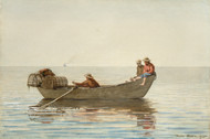 Three Boys in a Dory with Lobster Pots 1875 by Winslow Homer Framed Print on Canvas