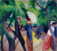 Promenade 1913 by August Macke Framed Print on Canvas