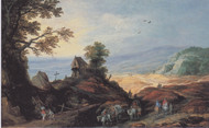 Landscape with a chapel on a hill 1610 by Joos de Momper Framed Print on Canvas