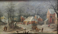 Village Road in Winter by Joos de Momper Framed Print on Canvas