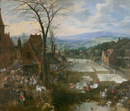 Market and washing place in Flanders 1620 by Joos de Momper Framed Print on Canvas