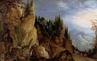 Mountain Landscape by Joos de Momper Framed Print on Canvas