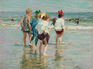 Summer day, Brighton Beach by Edward Henry Potthast Framed Print on Canvas