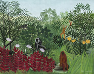 Tropical Forest with Monkeys 1910 by Henri Rousseau Framed Print on Canvas