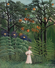 Woman Walking in an Exotic Forest 1905 by Henri Rousseau Framed Print on Canvas