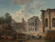 Demolition of the Chateau of Meudon 1806 by Hubert Robert Framed Print on Canvas