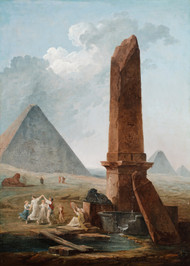 The Farandole Amidst Egyptian Monuments by Hubert Robert Framed Print on Canvas