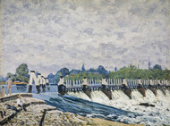 Molesey Weir, Hampton Court 1874 by Alfred Sisley Framed Print on Canvas