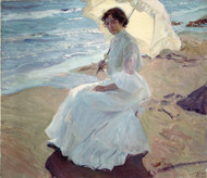 Clotilde on the Beach 1904 by Joaquin Sorolla Framed Print on Canvas