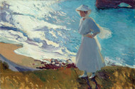 Maria on the Beach at Biarritz or Contre-jour 1906 by Joaquin Sorolla Framed Print on Canvas