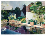Palace of Pond, Royal Gardens in Seville 1910 by Joaquin Sorolla Framed Print on Canvas