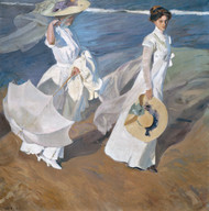 Strolling along the Seashore 1909 by Joaquin Sorolla Framed Print on Canvas