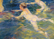 Swimmers, Jivea 1905 by Joaquin Sorolla Framed Print on Canvas