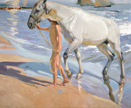 The Horses Bath 1909 by Joaquin Sorolla Framed Print on Canvas